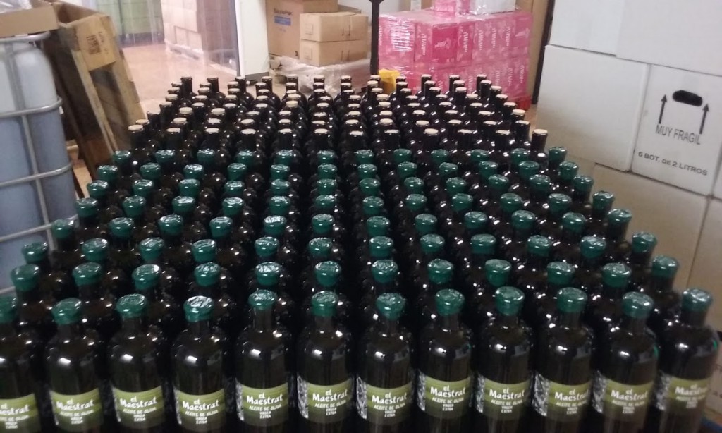 Aceite en botellas de porcelana